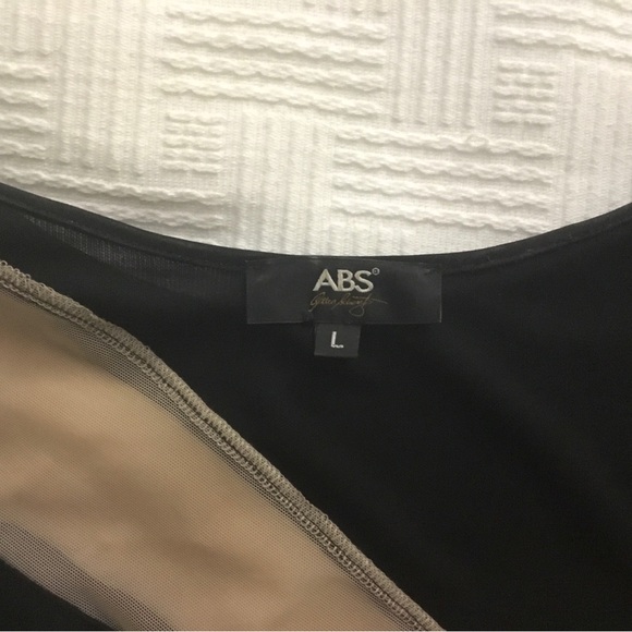 ABS Allen Schwartz Illusion Inset Maxi Long Black dress Peekaboo stripes - Picture 2 of 5